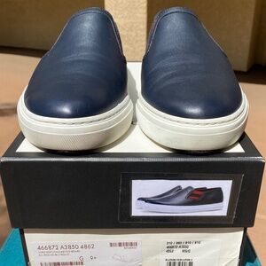 GUCCI Web Micro Soft Leather Slip-on Sneakers 466872 G9.5=US10